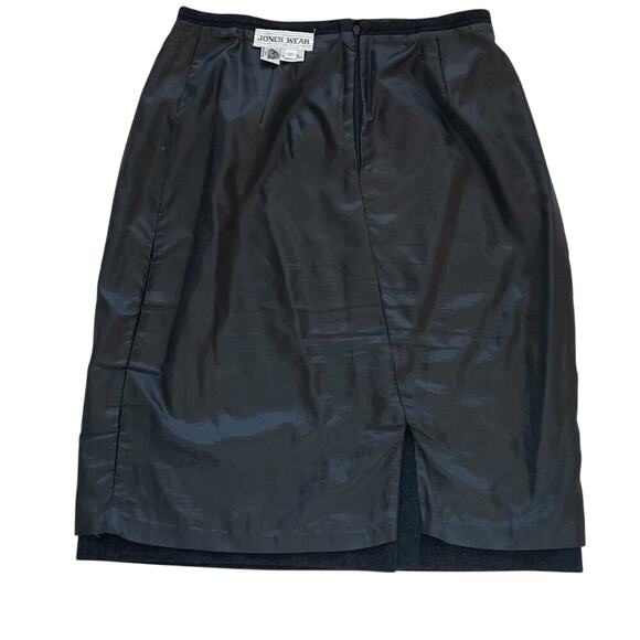 Jones Wear Dark Gray Wool Pencil Skirt, Back Slit, Zipper, Lined, Size 12 - Picture 8 of 11